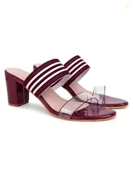 Action Women's Black Suede Platform Sandals| Stiletto Heel| Clear Strap with Striped Band| Ankle Strap Design_Black