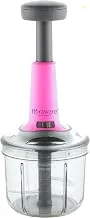 Floraware Round Food Chopper Steel Large Manual Hand-Press Vegetable Chopper Mixer Cutter to Cut Onion, Salad, Tomato, Potato (Pink, 900ML)