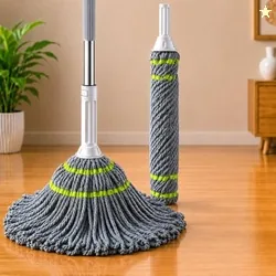 Microfiber Twist Mop with Long Handle | Super Absorbent Floor Cleaning Mop | Easy Twist Wringing Wet & Dry Cleaner for Tile, Marble, Granite & Wooden