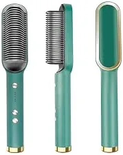 unenow 3-in-1 Ceramic Hair Straightening Brush for Women | Ionic Anti-Frizz Electric Straightener Comb | 5 Heat Settings | 30 Sec Fast Heating | Anti-