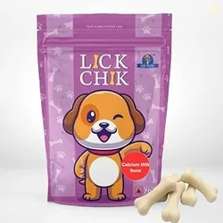 Dr. Pets Pack of 2 (120g Each) Lickchik Calcium Milk Bone Dog Treats | Training Snacks for Dogs & Puppies | Strong Teeth & Bone Support | Real Chicken