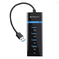 Zebronics 300HB 4 Port USB 3.0 Hub Hi-Speed Data Transfer, LED Indication, 15cm Cable, Backward Compatible, Plug Play Usage
