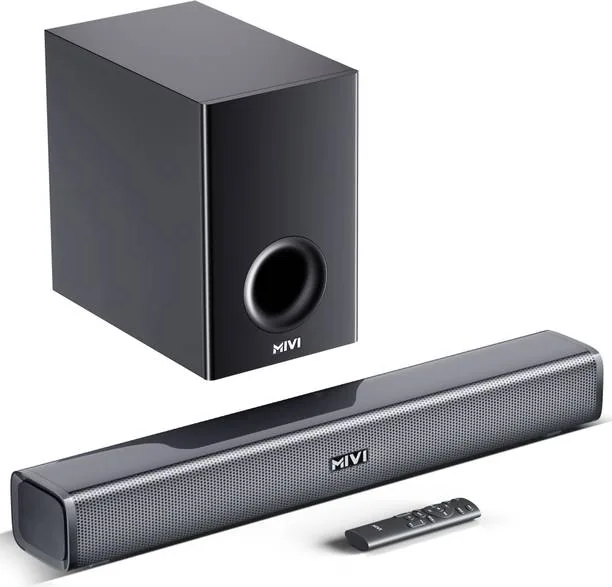 Mivi Fort H160 Soundbar, 160 Watts, 2.1 Channel, Multi-Input and EQ Modes, BT v5.1 160 W Bluetooth Soundbar (Black, 5.1 Channel)