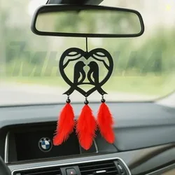 MH HILLS Car Hanging Accessories: Radha Krishna Spiritual Acrylic Decor for Car, Home and Office Desk Dcor Accessories (2BIRDS-CAR-HANG-01)