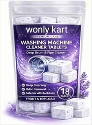 Washing Machine Cleaner Tablets (18 Tablets) | Drum & Pipe Deep Cleaner | Lavender Scent | Removes Odour, Limescale & Residue | For Front Load & Top L