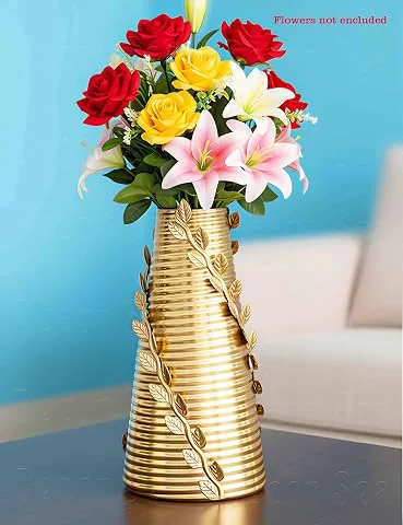 Flower Vase for Living Room | Gold Minimalist Table Metal Vase for Bedroom, Dining Table & Office Decor | Home Decoration
