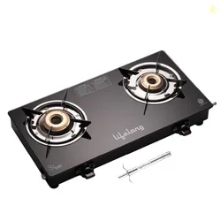 Lifelong 2 Burner Gas Stove with Gas Lighter | Modern Glass Stove with 6mm Toughened Glass | High-Efficient Manual Ignition Cooktop | ISI Certified &