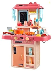 Zest 4 Toyz 36 PCS Battery Oprated Kitchen Set for Kids, Lights & Sounds, Play Sink Oven Shelves & Accessories Set Pretend Play Kitchen Toy Set | Plas