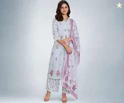 Women Guldasta Print Kurta Pant Set with Dupatta (Available in Plus Sizes)