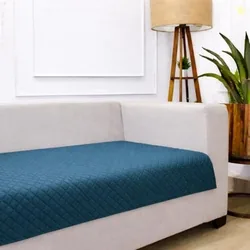 STITCHNEST 1 Seater Quilted Velvet Sofa Cover | Elegant Castleton Green Sofa Protector for Living Room | Soft, Washable | Perfect for Enhancing Living