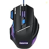 Sounce Apex Wired Gaming Mouse, Black | 7200 DPI Precision Optical Sensor, 7 Programmable Buttons, RGB LED Modes, Braided Cable, Ergonomic Design