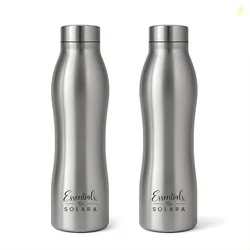 Solara Stainless Steel Water Bottle, Water Bottle 1 Liter for kids, Fridge, Office, 1000 ml Stainless Steel Bottle Pack of 2, Silver