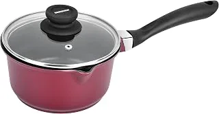 Scarlett Cast Aluminium Non-Stick Saucepan with Glass Lid, 16 cm, 1.35 litres, Induction Base, Maroon