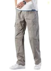 THE FEBZA Mens Cargo Pants | Casual Cotton Cargo Trousers for Men | Regular Fit Multi Pocket Outdoor Travel Pants | Stylish Comfortable Casual Bottom