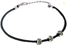 GURJARI JEWELLERS Silver with Beads Tyer Anklet for Girls (Black)