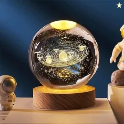 Desidiya Universe Crystal Ball Night Light,2.4 Inch Glass Ball Night LED Lamp with Woodern Base,Decorations Gifts for Men,Women,Kids,Boys,Girls,Teens