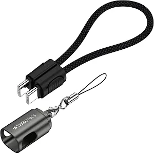 Zebronics Wattz 60CC4 Type-C to Type-C Braided Cable, PD 60W, Upto 480Mbps Data Sync, 20 cm, Durable, Charge & Sync, Rapid Ch