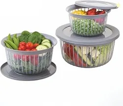 Plastic Linea Storage Containers with Lid Food Grade Set of 3 (1.3L, 2.3L & 3.8L) | Stackable Kitchen Storage Bowls, BPA-Free, Multipurpose Containers