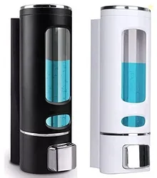 EVGREF Wall Mounted Soap Dispenser Shampoo Conditioner for Bathroom Kitchen (Pack of Black and White, 350 ML Each)