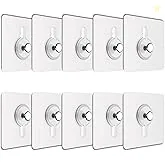 JIALTO Plastic 10 Pcs Self Adhesive Wall Hooks - Heavy Duty Transparent Hook for Photo Frames, Wall Clocks, Keys - No Damage, Easy Installation