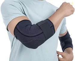 FOVERA Elbow Support Brace with Strap - Adjustable Compression Elbow Binder for Tennis Elbow, Golfer's Elbow, and Tendonitis Relief - Comfortable Arm