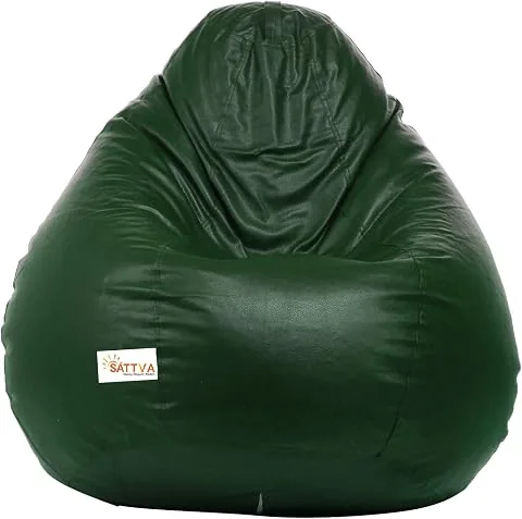 Sattva Classic Leatherette Bean Bag Cover (Without Beans) XXL Size - Dark Green