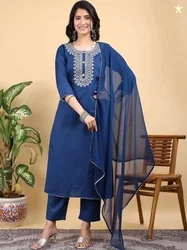 JOGAN Women Embroidered Kurta with Trousers With Dupatta