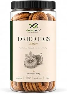 GreenFinity Premium Anjeer 500g | Whole Dried Figs | Naturally Sweet & Soft | High Fibre Dry Fruit | Healthy Snack for Daily Use | Fresh Resealable Pa