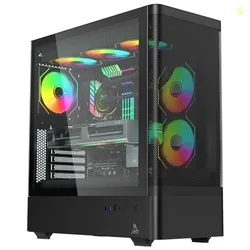 TAG Gamerz Aurora-M Mid-Tower Gaming Cabinet ATX/M-ATX/ITX | 6 Pre-Installed ARGB Infinity Mirror Fans | Mesh Front, 4mm Tempered Glass | 360mm Liquid