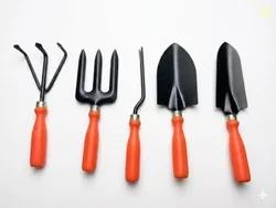 Ocean Mart Gardening Hand Tools Set - 5 Pieces (Cultivator, Big and Small Trowel, Weeder, Fork) | Tools for Home Garden | Durable Plant Tool Kit | Far
