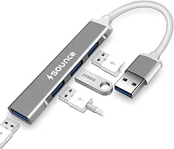 Sounce 4-Port USB 3.0 Hub for PC  High-Speed Aluminum USB Hub Compatible with PC, MacBook, Mac Pro, Mac mini, iMac, Surface Pro, and XPS. 4-Port High