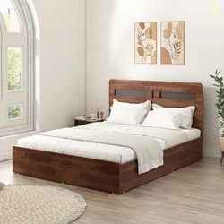 Spacewood Dornik Bed |Queen Size (78 X 60) Engineered Wood Bed with 3/4th Hydrulic Lifton Storage | 3 Year Warranty | Modern Design |Engineered Wood |