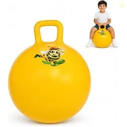 Toyshine 55cm Hopper Ball Inflatable Hopping Balls Jumping Therapy Toys Sit and Bounce Ball with Handle for Kids Ages 5+, Yellow