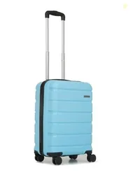 Unisex 8 Wheels Trolley Bag, Hard Cabin with Zipper Closure, Adjustable Push Button & Cross Side Strap, Lock System 360 Degree (55 CM, Sky Blue)