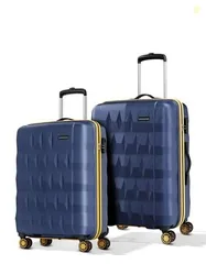 Aristocrat Comet Blue Set of 2 Small & Medium Hard 56 & 66cm Trolley Bag with Smooth 8-Wheel