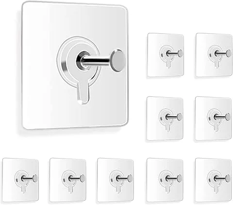VARENYYA Photo Frame Hooks for Wall Without Drilling, 10 Pack Self Adhesive Hooks for Wall Heavy Duty Strong Nail Free for Hanging Photo Frame (Hangin