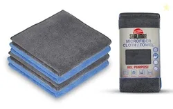 Shalimar Multi-Purpose Microfiber Soft Cleaning Towels for Car and Bike, Home, Glass Cleaning Cloth Pack of -4 (Blue and Grey)