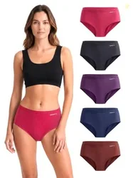 5 Pack Women's High Coverage Super Combed Cotton Hipster Panty Set | Powered by ZincShield Anti-Bacterial Tech | BreatheSoft Fabric | MarkFree Waistba