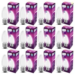 PHILIPS 4 Watt 400-Lumen LED Frosted Candle E27 Base (Cool White, Pack of 12) - Decorative, Ambience for Chandeliers, Wall Lights, Desk Lamps, Floor L