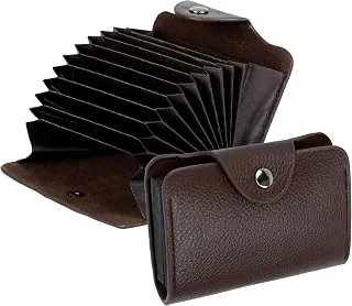 9 Slot Vertical PU Leather Card Holder Wallet - Brown