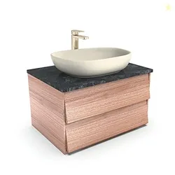 Luxe Wall Mount Bathroom Vanity 750mm | Natural Oak Wood Finish Storage Cabinet | High Density Moisture Resistant HDHMR Material | Termite Proof & Dur