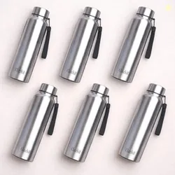 Clazkit Amaze Pro Classic 1000ml Sporty Stainless Steel Water Bottle Set of 6 |ISI Certified| SLeakproof, Rust-Free, BPA-Free, Durable for College, Fr