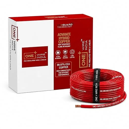 ONE+ WIRE INDIA Lite 90m Single Core CCA Copper Wire | 1100V FR PVC Insulated Cable | | Fire Retardant Electrical Wire for Home & Industrial Wiring (R