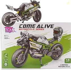 ToyMagic 593-Piece Building Blocks Bike |Creative Engineering Kit|DIY Motorcycle Model with Functional Mechanics | Durable Construction Blocks for Kid