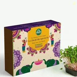 Eco-Diwali Garden Microgreens Kit - Festive Gift Box for Diwali - 2 Seed Variants with Coco Disk, Spray bottle and Trimmer