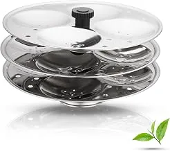 Jensons Premium Stainless Steel 3 Idli Plates - 12 Idlis/Idli Stand for 3 Litre and bigger Pressure Cooker/Fluffy Idli maker plate only/Deep Thate Idl