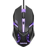Sounce Nitro Wired Gaming USB Mouse, Black | 800/1200/1600 DPI Optical Sensor, 4-Level Adjustable DPI, RGB Lighting, Ergonomic Grip, Plug & Play