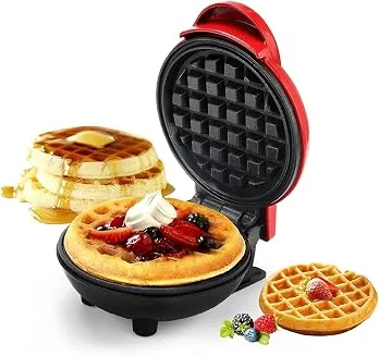 3 in 1 Mini Waffle Maker Machine 350W | 4 Inch Electric Waffle Iron for Breakfast, Desserts, Sandwiches & Pancakes | Compact Home Kitchen Appliance wi
