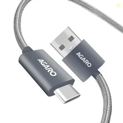 AGARO USB-A to Type C Cable, Unbreakable Braided Cable, 3A Fast Charging, Compatible with All Type C Devices Including Smartphones, Tablets etc, PD Te