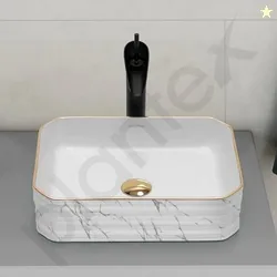 Plantex Table Top Wash Basin For Bathroom/Designer Ceramic Basin/Countertop Vessel Sink Basin - Indo-European Collection (18 x 13 x 5 Inch)